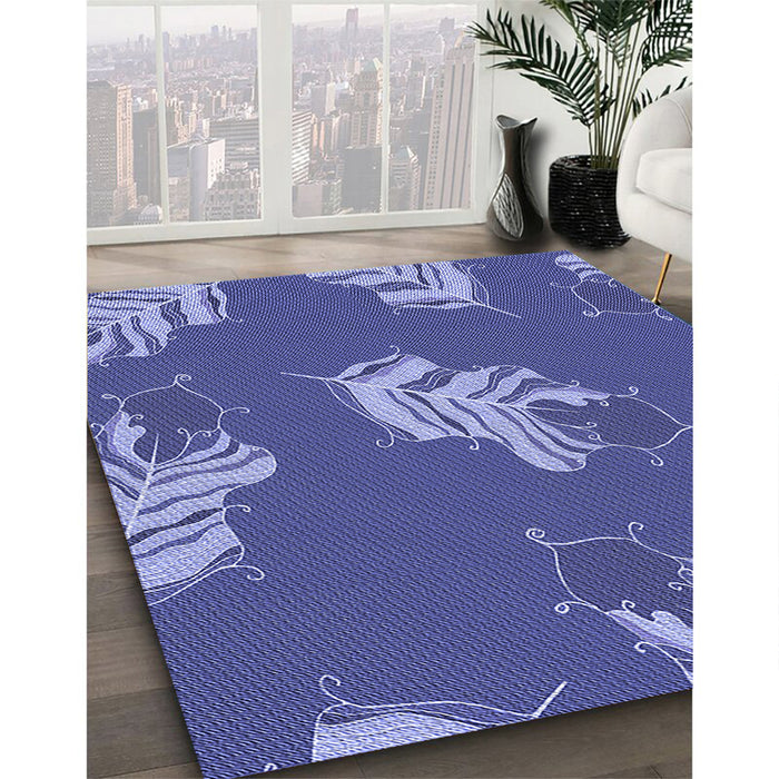 Patterned Light Slate Blue Rug in Family Room, pat2734blu