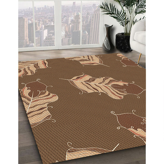 Patterned Saddle Brown Rug in Family Room, pat2734brn