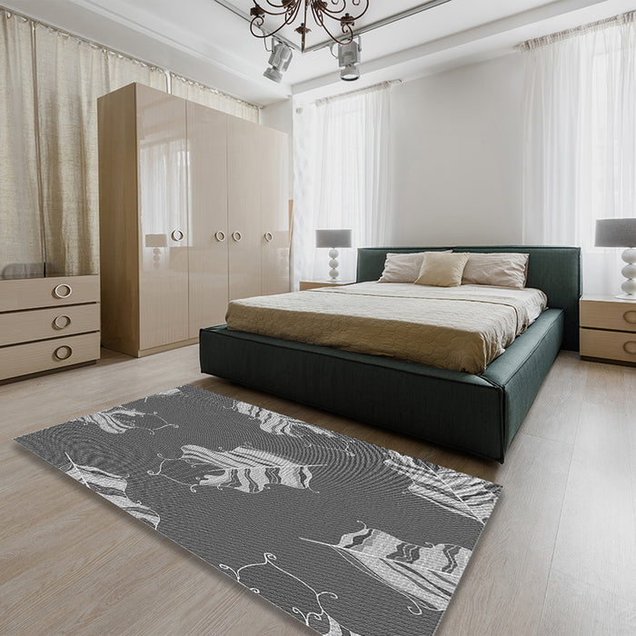 Patterned Gray Rug in a Bedroom, pat2734gry