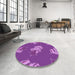 Round Patterned Crimson Purple Rug in a Office, pat2734pur