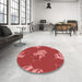 Round Patterned Red Rug in a Office, pat2734rd