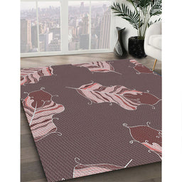 Patterned Dark Brown Novelty Rug in Family Room, pat2734