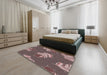 Machine Washable Transitional Dark Brown Rug in a Bedroom, wshpat2734