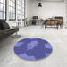 Round Patterned Light Slate Blue Rug in a Office, pat2735blu