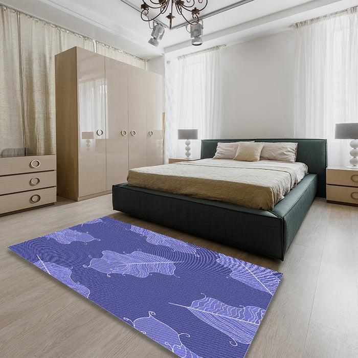 Patterned Light Slate Blue Rug in a Bedroom, pat2735blu