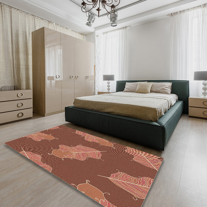 Patterned Orange Rug in a Bedroom, pat2735brn
