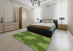 Patterned Seaweed Green Rug in a Bedroom, pat2735grn