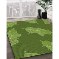 Patterned Seaweed Green Rug, pat2735grn