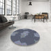 Round Patterned Koi Blue Rug in a Office, pat2735lblu