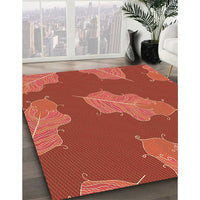 Patterned Bright Orange Rug, pat2735org