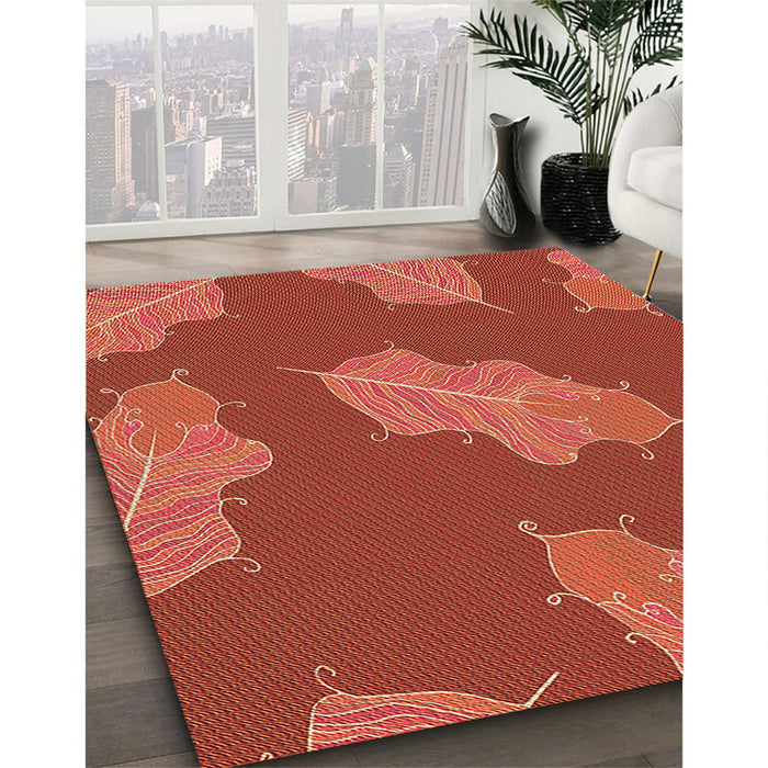 Machine Washable Transitional Bright Orange Rug in a Family Room, wshpat2735org