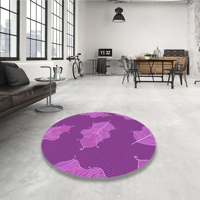 Round Patterned Crimson Purple Rug in a Office, pat2735pur
