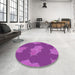 Round Patterned Crimson Purple Rug in a Office, pat2735pur