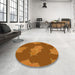 Round Patterned Mahogany Brown Rug in a Office, pat2735yw