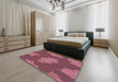 Machine Washable Transitional Blush Red Pink Rug in a Bedroom, wshpat2735
