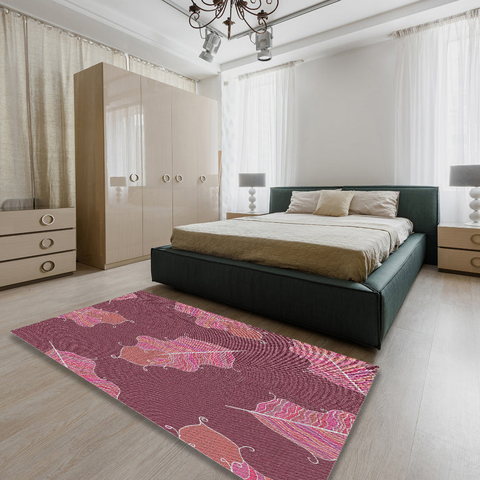 Patterned Blush Red Pink Novelty Rug in a Bedroom, pat2735