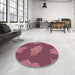 Round Patterned Blush Red Pink Novelty Rug in a Office, pat2735