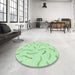 Round Patterned Mint Green Rug in a Office, pat2737grn