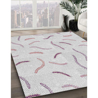 Patterned Dark Gray Novelty Rug, pat2737