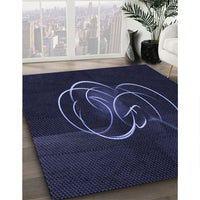 Patterned Black Rug, pat2739blu