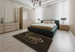 Patterned Black Rug in a Bedroom, pat2739brn