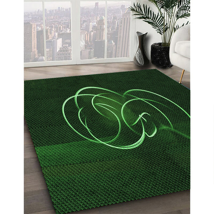 Machine Washable Transitional Green Rug in a Family Room, wshpat2739grn