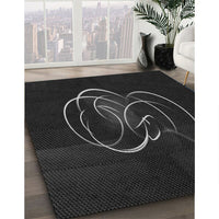 Patterned Black Rug, pat2739gry