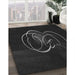 Patterned Black Rug in Family Room, pat2739gry