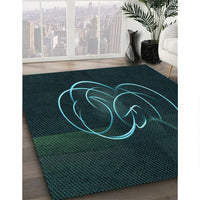 Patterned Black Rug, pat2739lblu