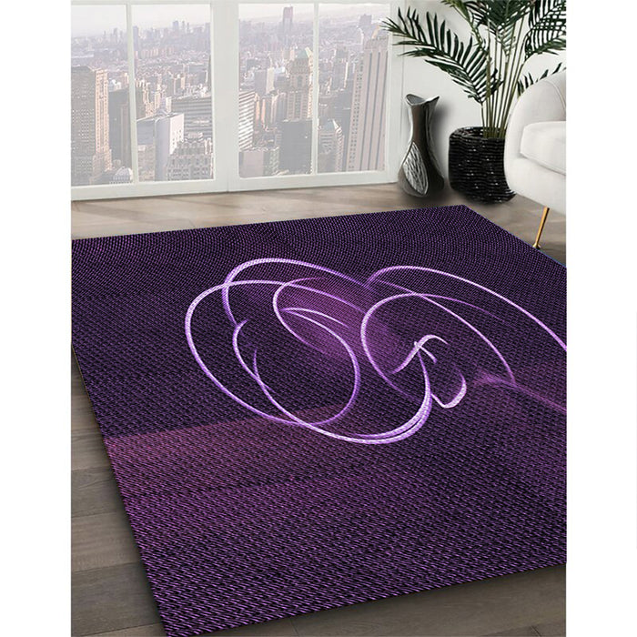 Patterned Purple Rug in Family Room, pat2739pur