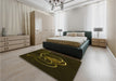 Patterned Black Rug in a Bedroom, pat2739yw