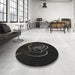 Round Patterned Black Novelty Rug in a Office, pat2739