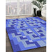 Patterned Sky Blue Rug in Family Room, pat274blu