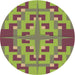 Square Patterned Pistachio Green Rug, pat274brn