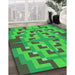 Patterned Forest Green Rug in Family Room, pat274grn