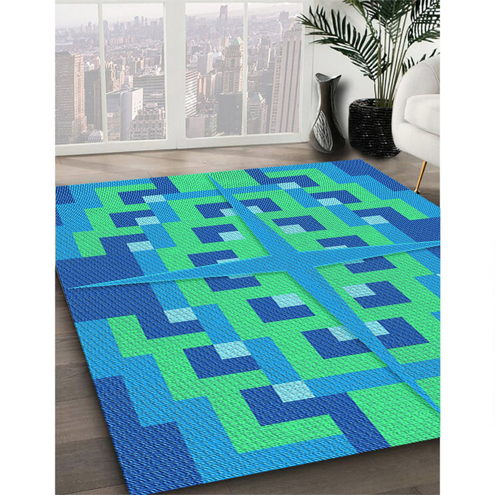 Machine Washable Transitional Blue Rug in a Family Room, wshpat274lblu