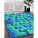 Patterned Blue Rug in Family Room, pat274lblu