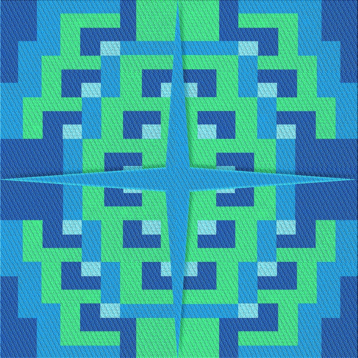 Round Patterned Blue Rug, pat274lblu