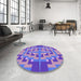 Round Patterned Purple Mimosa Purple Rug in a Office, pat274pur