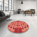 Round Patterned Red Rug in a Office, pat274rd