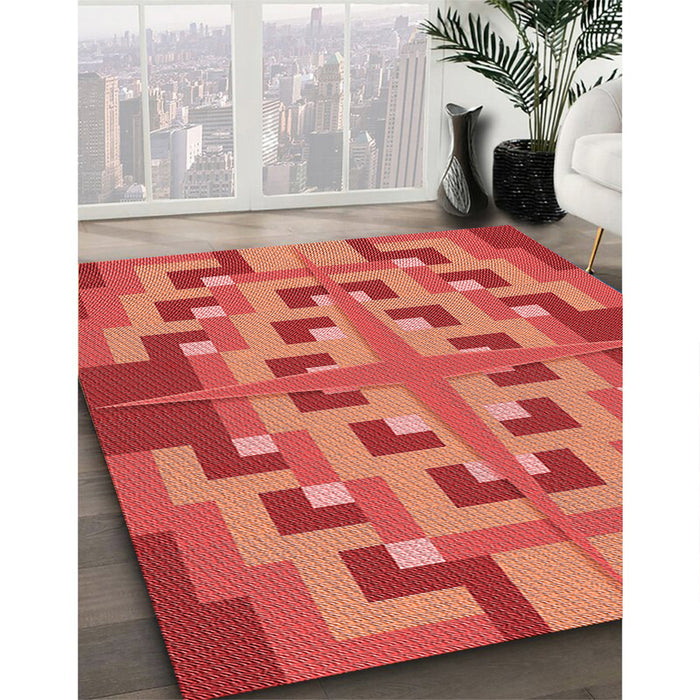 Machine Washable Transitional Red Rug in a Family Room, wshpat274rd