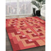 Patterned Red Rug in Family Room, pat274rd