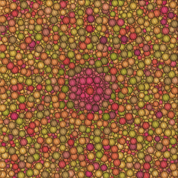 Round Patterned Tomato Red Rug, pat2740org