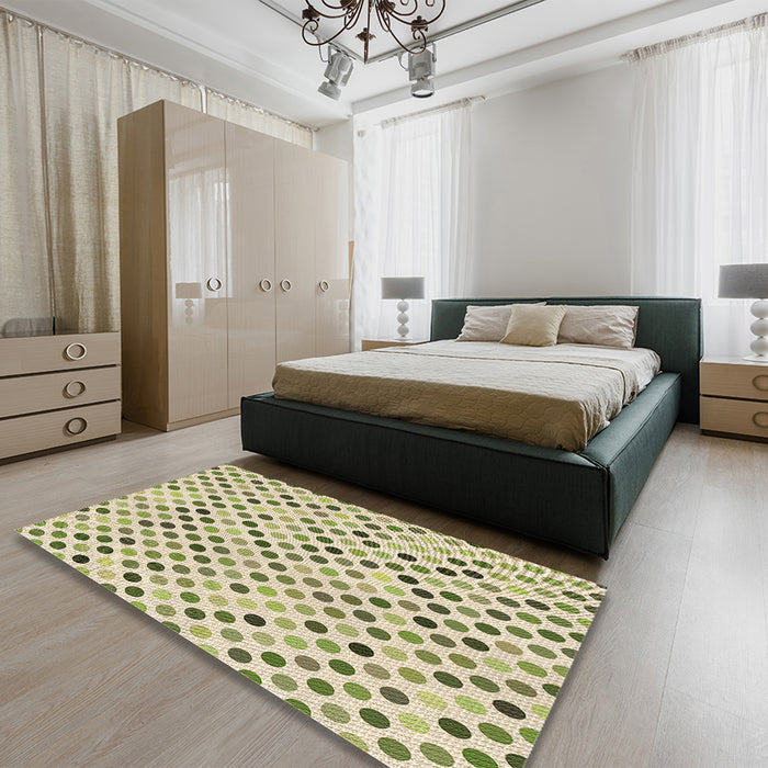 Round Machine Washable Transitional Khaki Gold Rug in a Office, wshpat2741brn