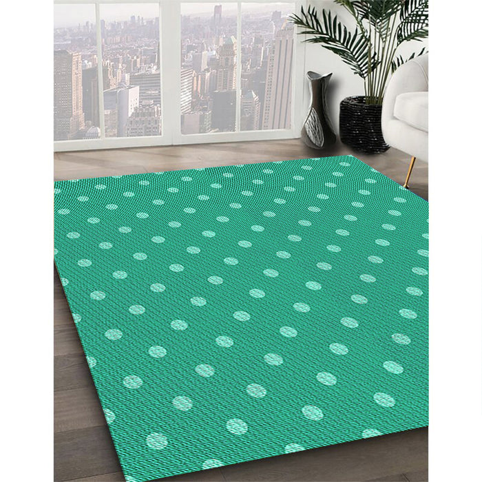 Machine Washable Transitional Medium Spring Green Rug in a Family Room, wshpat2742lblu