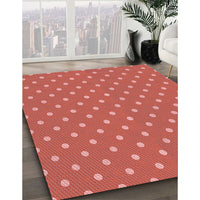 Patterned Tomato Red Rug, pat2742rd