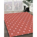 Patterned Tomato Red Rug in Family Room, pat2742rd