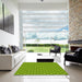 Square Patterned Dark Lime Green Rug in a Living Room, pat2742yw