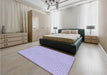 Patterned Purple Mimosa Purple Rug in a Bedroom, pat2743blu