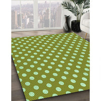 Patterned Yellow Green Rug, pat2744grn